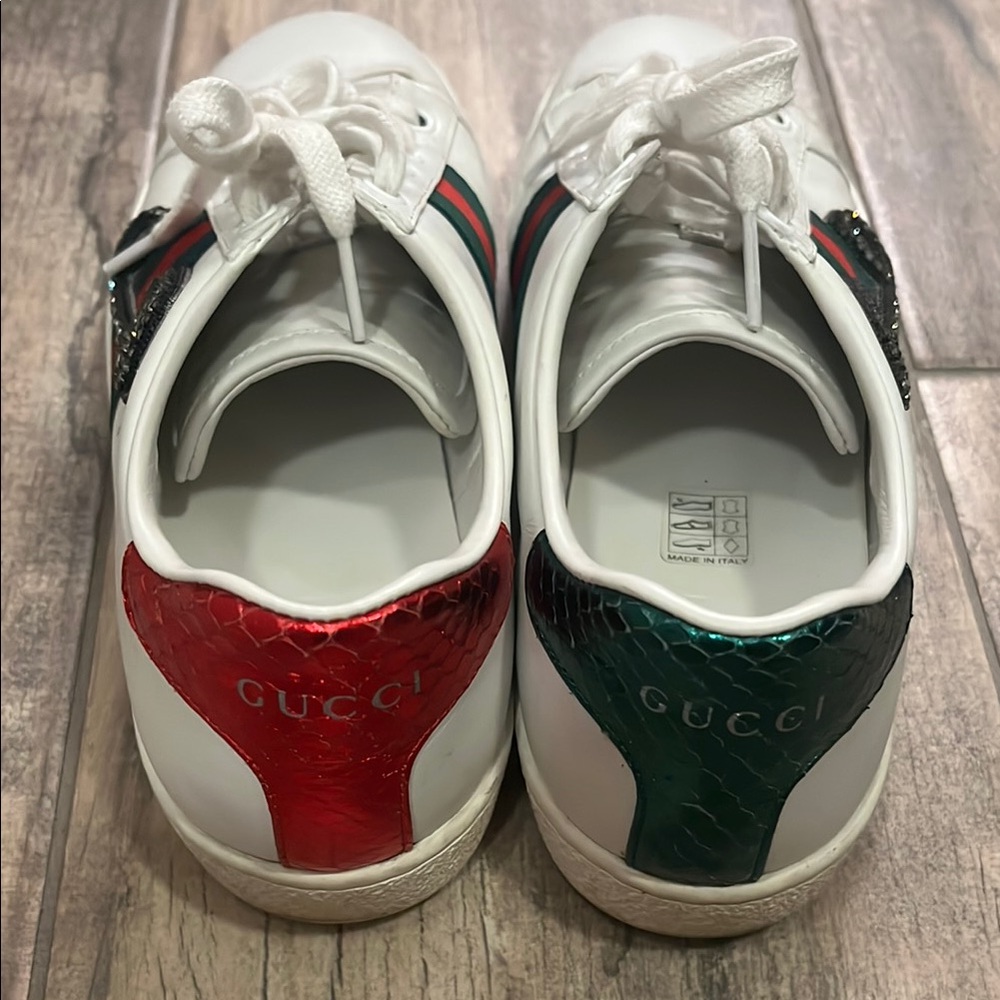 Gucci White Sneakers with Red and Green Details